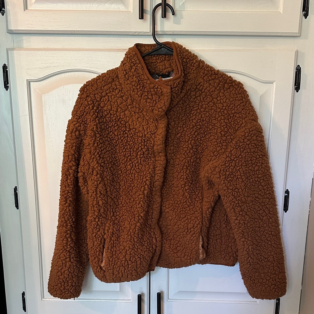 Cozy Brown Teddy Jacket; Maurice’s Small